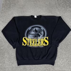 Vintage Pittsburgh Steelers Sweatshirt Mens XL Black NFL Football Competitor 90s